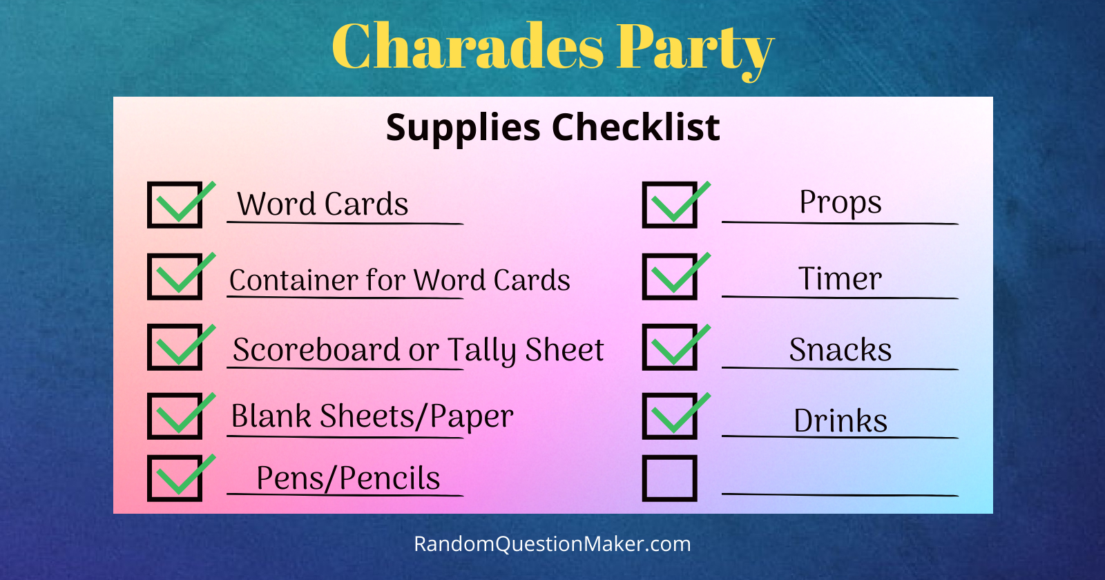 Charade-Party-Checklist